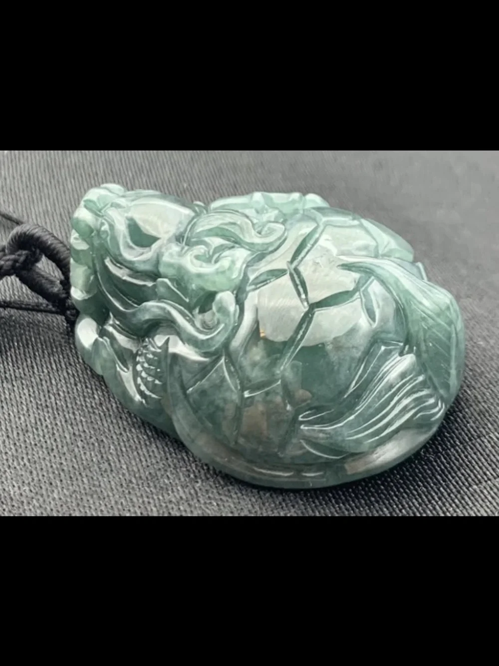 Certificate Jadeite jade green Peace Dragon Turtle Pendant
